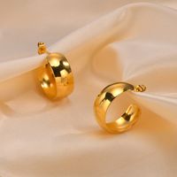 1 Pair IG Style French Style C Shape Solid Color Polishing Plating 304 Stainless Steel 18K Gold Plated Ear Studs main image 5