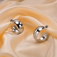 1 Pair IG Style French Style C Shape Solid Color Polishing Plating 304 Stainless Steel 18K Gold Plated Ear Studs main image 8
