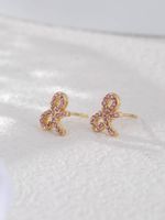 1 Pair Vintage Style Bow Knot Plating Inlay 304 Stainless Steel Zircon 18K Gold Plated Ear Studs main image 1