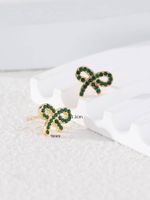 1 Pair Vintage Style Bow Knot Plating Inlay 304 Stainless Steel Zircon 18K Gold Plated Ear Studs main image 7