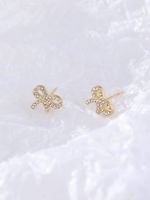 1 Pair Vintage Style Bow Knot Plating Inlay 304 Stainless Steel Zircon 18K Gold Plated Ear Studs main image 10