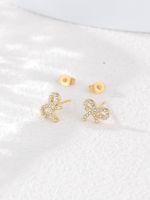1 Pair Vintage Style Bow Knot Plating Inlay 304 Stainless Steel Zircon 18K Gold Plated Ear Studs main image 9