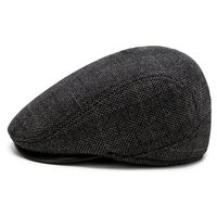 Men's Retro Simple Style Solid Color Curved Eaves Beret Hat main image 5