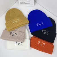 Children Unisex Cute Bear Embroidery Wool Cap main image 1