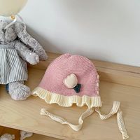 Baby Girl's Girl's Cute Sweet Flower Embroidery Wool Cap sku image 4