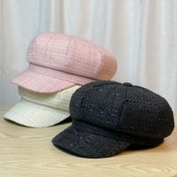 Women's Lady Simple Style Solid Color Curved Eaves Beret Hat main image 4