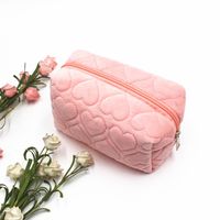 Heart Shape Solid Color Pv Velvet Class School Simple Style Pencil Case sku image 3