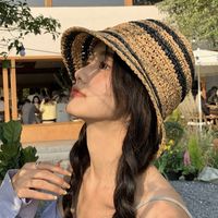 Women's Vacation Stripe Wide Eaves Straw Hat main image 3