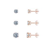 1 Set Cute Sweet Solid Color Plating Inlay Copper Zircon 14k Gold Plated Rose Gold Plated White Gold Plated Ear Studs sku image 2