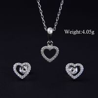 Elegante Dulce Forma De Corazón Plata Esterlina Enchapado Embutido Circón Blanco Oro Plateado Rodio Plateado Día De San Valentín Mujeres Conjunto De Joyas sku image 3