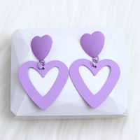 1 Pair Simple Style Heart Shape Spray Paint Alloy Drop Earrings sku image 3