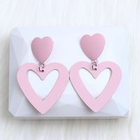 1 Pair Simple Style Heart Shape Spray Paint Alloy Drop Earrings sku image 4