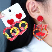 1 Pair Sweet Letter Heart Shape Butterfly Arylic Drop Earrings main image 1