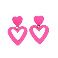 1 Pair Simple Style Heart Shape Spray Paint Alloy Drop Earrings main image 4