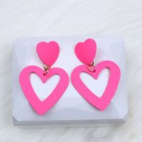 1 Pair Simple Style Heart Shape Spray Paint Alloy Drop Earrings sku image 1