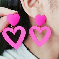 1 Pair Simple Style Heart Shape Spray Paint Alloy Drop Earrings main image 5
