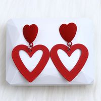 1 Pair Simple Style Heart Shape Spray Paint Alloy Drop Earrings sku image 5