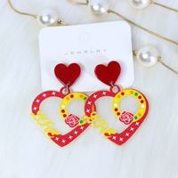 1 Pair Sweet Letter Heart Shape Butterfly Arylic Drop Earrings sku image 1