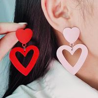 1 Pair Simple Style Heart Shape Spray Paint Alloy Drop Earrings main image 3