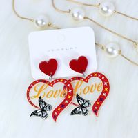 1 Pair Sweet Letter Heart Shape Butterfly Arylic Drop Earrings sku image 3