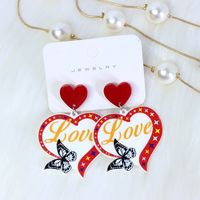 1 Pair Sweet Letter Heart Shape Butterfly Arylic Drop Earrings sku image 4