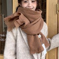 Women's Cute Sweet Solid Color Imitation Cashmere Scarf sku image 5