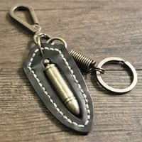 Retro Bullet Alloy Leather Men's Bag Pendant Keychain main image 4