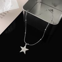 Sweet Cool Style Pentagram Titanium Steel Polishing Pendant Necklace sku image 1