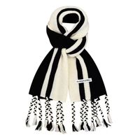 Women's Elegant Color Block Yarn Tassel Scarf main image 5