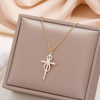 Style Simple Traverser Infini Alliage Le Cuivre Placage Incruster Strass Plaqué Or 18k Femmes Pendentif main image 5