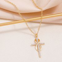 Style Simple Traverser Infini Alliage Le Cuivre Placage Incruster Strass Plaqué Or 18k Femmes Pendentif main image 3