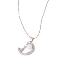Style Simple Star Lune Chat Alliage Le Cuivre Placage Incruster Strass Or Blanc Plaqué Femmes Pendentif main image 2