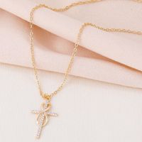Style Simple Traverser Infini Alliage Le Cuivre Placage Incruster Strass Plaqué Or 18k Femmes Pendentif main image 2