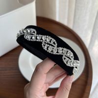 Women's Vintage Style Solid Color Cloth Rhinestone Hair Band main image 1