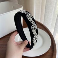 Women's Vintage Style Solid Color Cloth Rhinestone Hair Band sku image 1