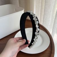 Women's Vintage Style Solid Color Cloth Rhinestone Hair Band sku image 2