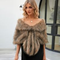 Women's Simple Style Solid Color Imitation Fur Spandex Acrylic Contrast Binding Shawl main image 2