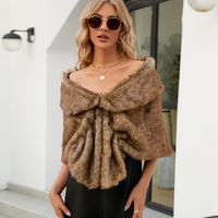 Women's Simple Style Solid Color Imitation Fur Spandex Acrylic Contrast Binding Shawl main image 3