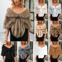 Women's Simple Style Solid Color Imitation Fur Spandex Acrylic Contrast Binding Shawl main image 1