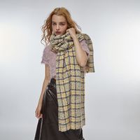 Women's Vintage Style Plaid Polyester Scarf main image 5