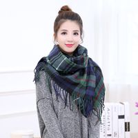 Unisex Vintage Style Lattice Imitation Cashmere Tassel Scarf sku image 1