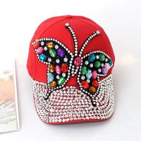 Frau Elegant Übertrieben Süss Schmetterling Strass Gebogene Traufen Baseball Kappe sku image 3