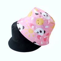 Unisex Cute Simple Style Panda Printing Wide Eaves Bucket Hat sku image 5