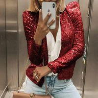 Women's Coat Long Sleeve Sweaters & Cardigans Sequins Streetwear Solid Color main image 4