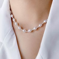 Elegant Geometrisch Süßwasserperle Titan Stahl Perlen Überzug Halskette main image 2