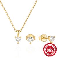 Vintage Style Heart Shape Solid Color Sterling Silver Plating Women's Jewelry Set sku image 1