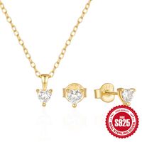 Estilo Vintage Forma De Corazón Color Sólido Plata Esterlina Enchapado Mujeres Conjunto De Joyas sku image 1