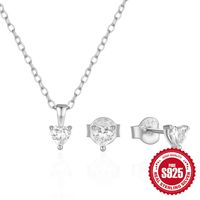 Vintage Style Heart Shape Solid Color Sterling Silver Plating Women's Jewelry Set sku image 2