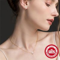 Simple Style Round Sterling Silver Plating Inlay Pearl Women's Jewelry Set main image 5