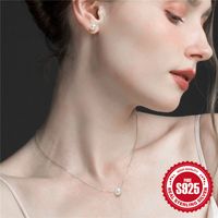 Simple Style Round Sterling Silver Plating Inlay Pearl Women's Jewelry Set main image 4